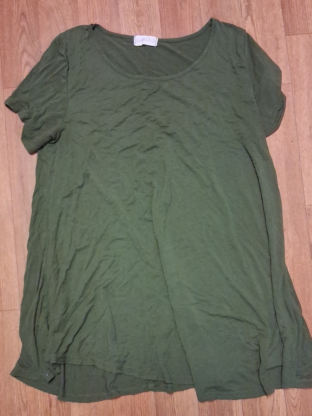 LARACE Olive Green Scoop Neck Short Sleeve tunic Dress
